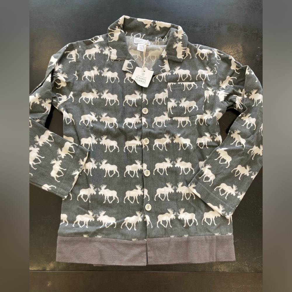 NWT Baby & Child Restoration Hardware Pajama Top Kids Size 10 Years Gray Moose